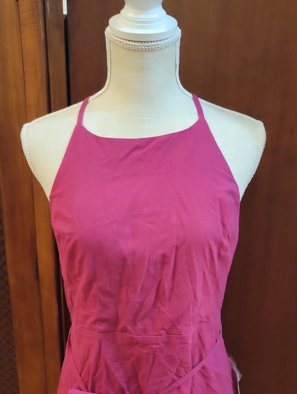 Free People | Fushcia Pink Cotton Open Back Purse Belt Mini Dress Size Large